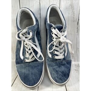 Vans Off The Wall Blue Denim Shoes‎ Women's Size 10.5 Men 9.0 Sneakers Skater